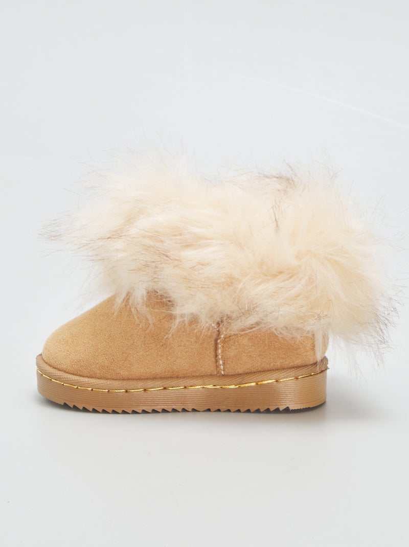 Boots fourrées en suédine Camel - Kiabi