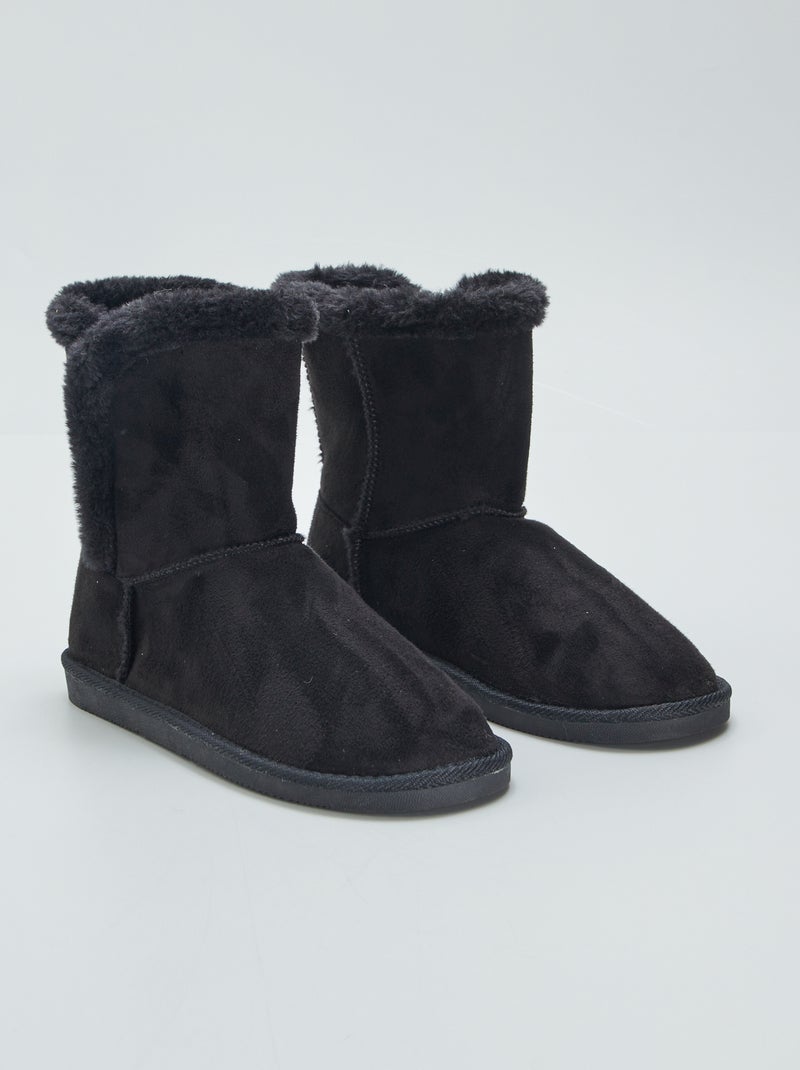 Boots fourrées en suédine Noir - Kiabi
