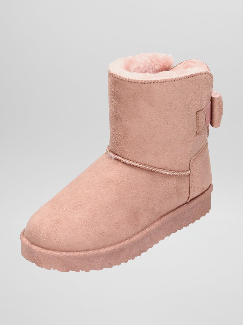 Boots fourrées en suédine Rose - Kiabi
