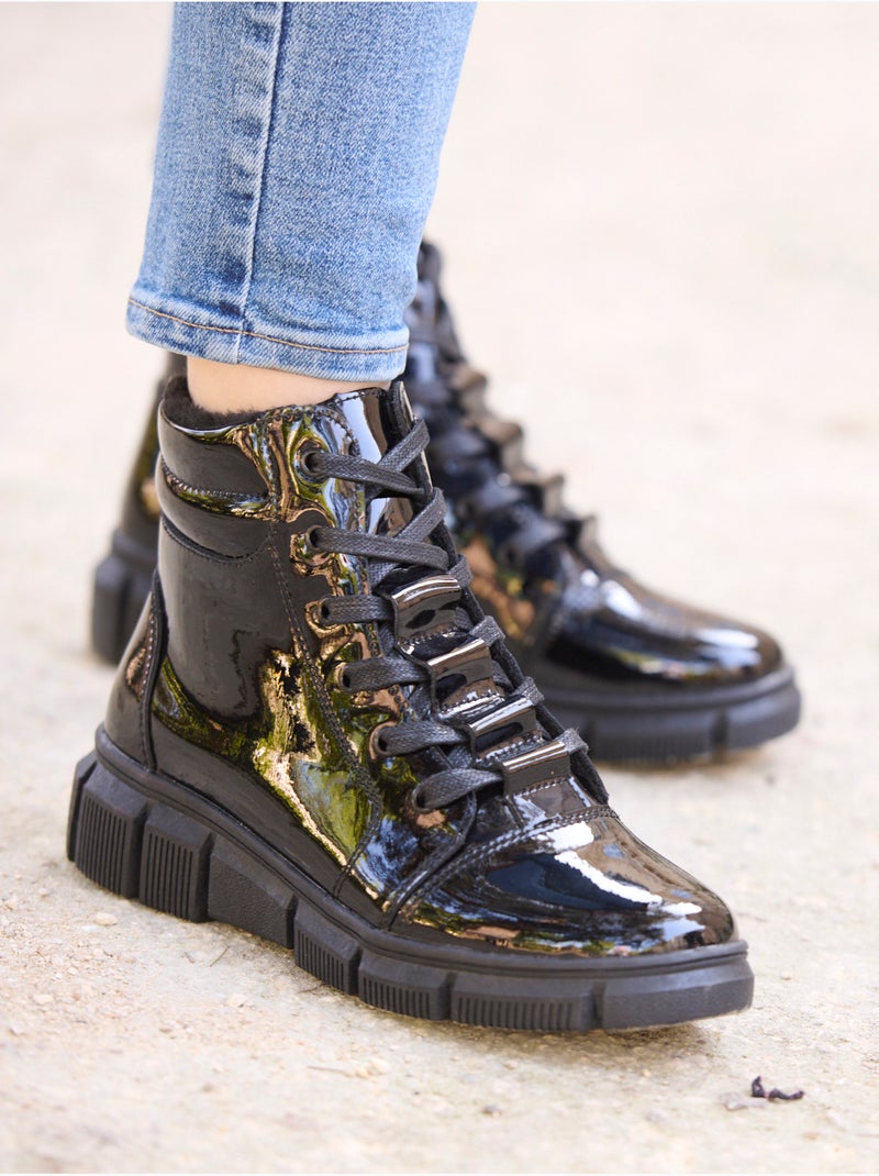 Boots fourrées fermées par zip et lacets - PEDICONFORT Noir - Kiabi