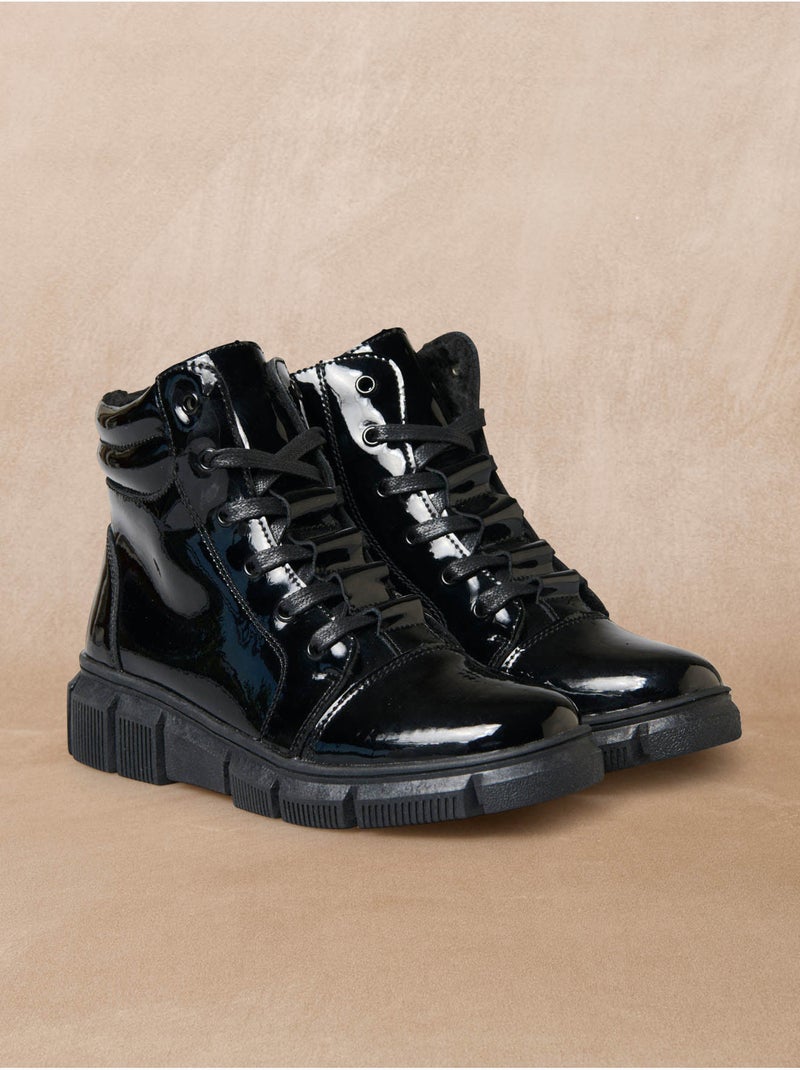 Boots fourrées fermées par zip et lacets - PEDICONFORT Noir - Kiabi