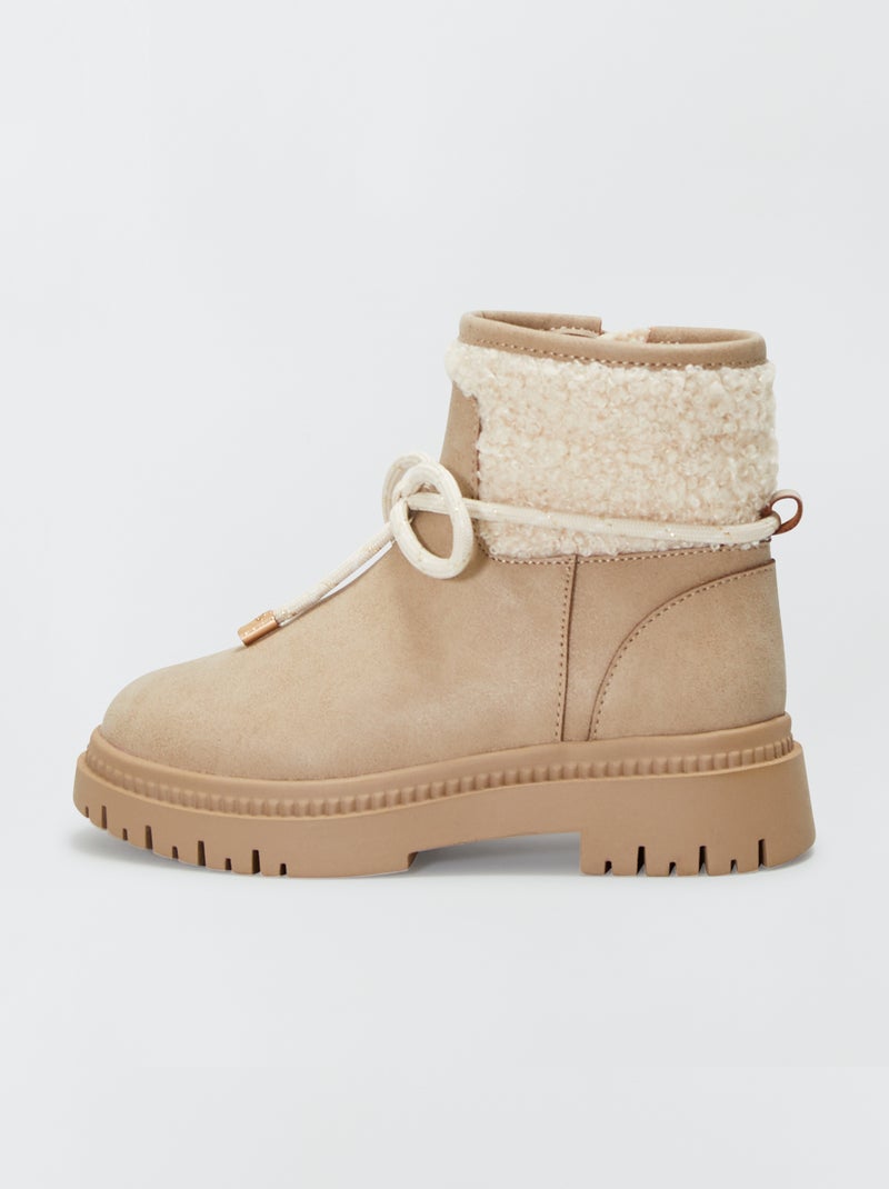 Boots fourrés chauds avec maille bouclette Beige - Kiabi