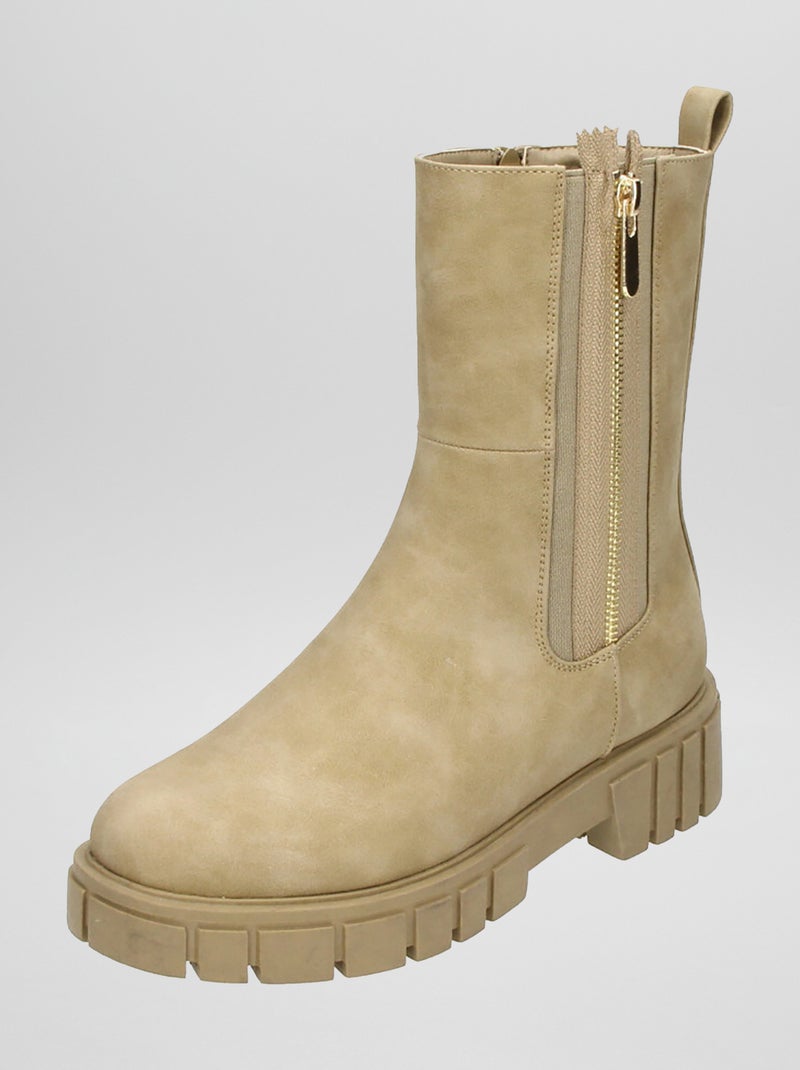 Boots hautes semelles épaisses Beige - Kiabi