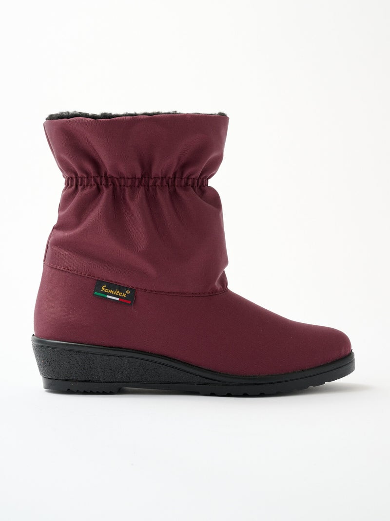 Boots imperméables grande largeur Rouge bordeaux - Kiabi