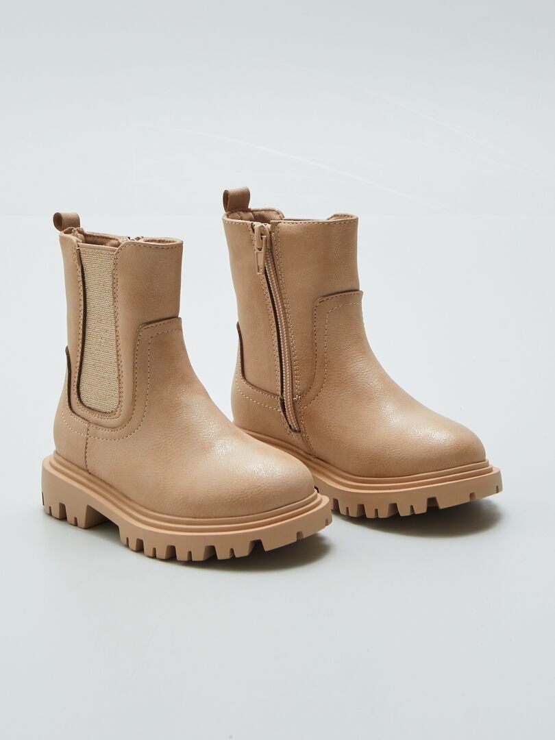 Boots irisés avec semelle crantée Beige - Kiabi