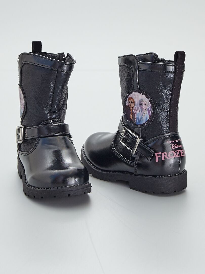 Boots 'La reine des neiges' vernis noir - Kiabi