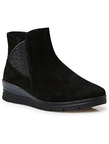 Boots large élastique et zip côté