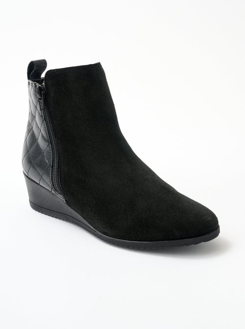 Boots largeur confort zippées cuir - Afibel - Kiabi
