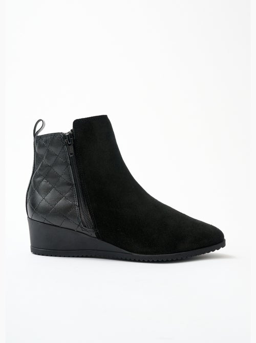 Boots largeur confort zippées cuir - Afibel - Kiabi