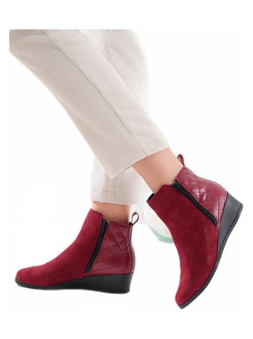 Boots largeur confort zippées cuir - Afibel - Kiabi