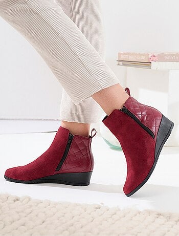 Boots largeur confort zippées cuir