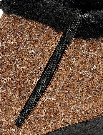 Boots largeur confort zippées cuir imprimé
