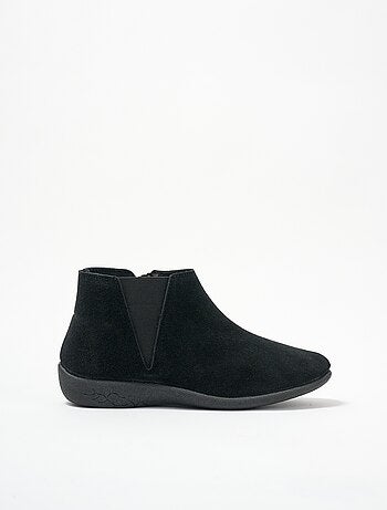 Boots largeur confort zippées élastiquées cuir - Afibel