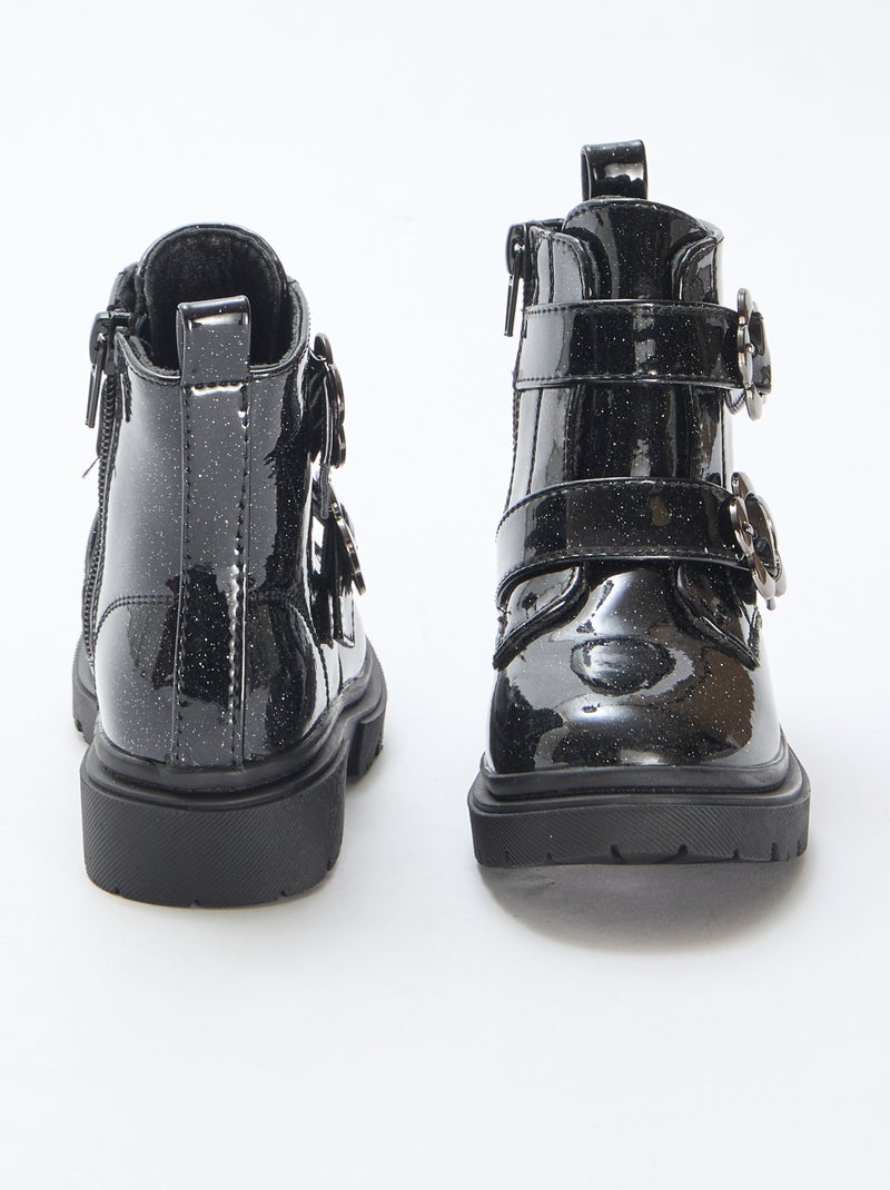 Boots lisses pailletées Noir - Kiabi