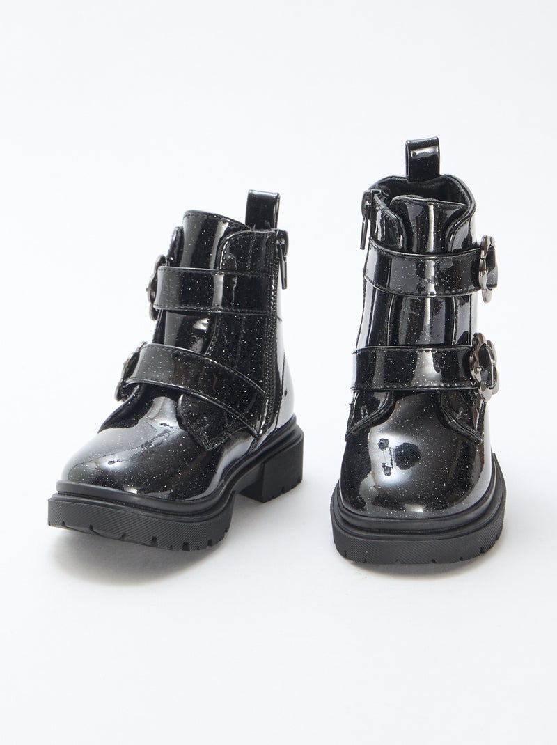 Boots lisses pailletées Noir - Kiabi