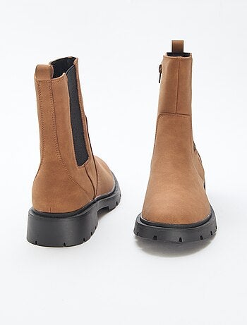 Boots modèle ajusté en simili avec soufflets élastiques