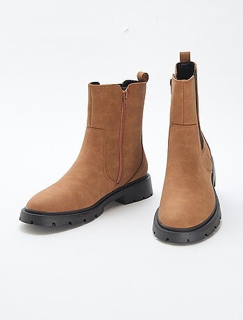 Boots modèle ajusté en simili avec soufflets élastiques