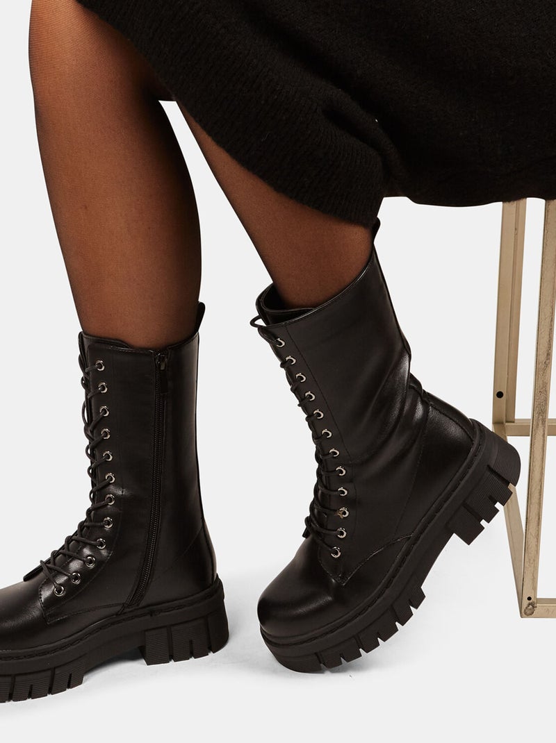 Boots montantes effet cuir BATA Noir - Kiabi