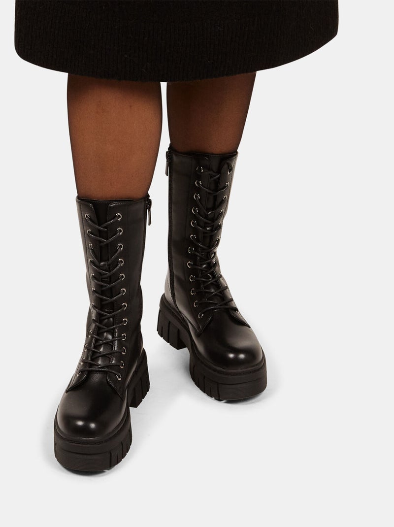 Boots montantes effet cuir BATA Noir - Kiabi