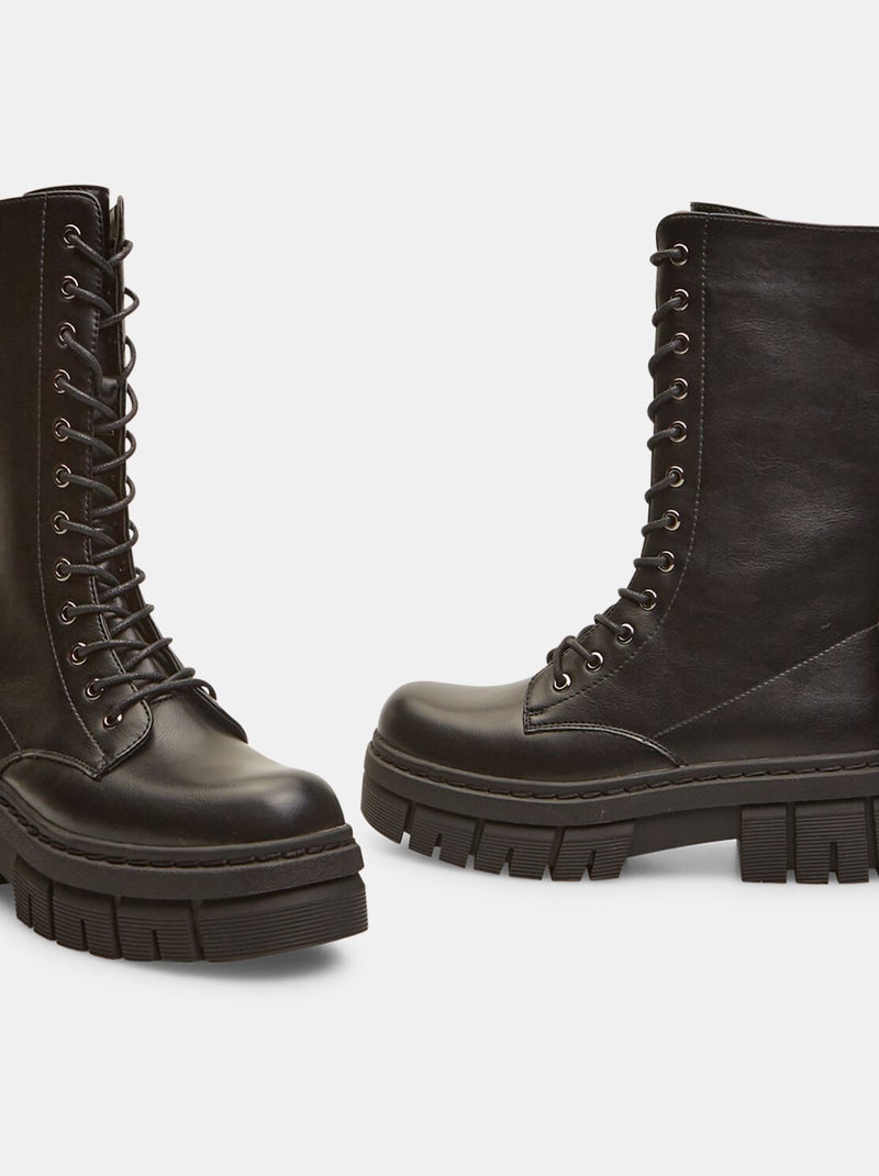 Boots montantes effet cuir BATA Noir - Kiabi