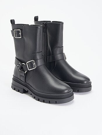 Boots motarde avec sangles fantaisies