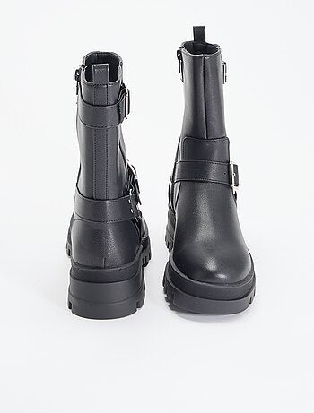 Boots motarde avec sangles fantaisies