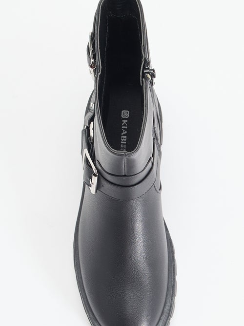 Boots motarde avec sangles fantaisies - Kiabi