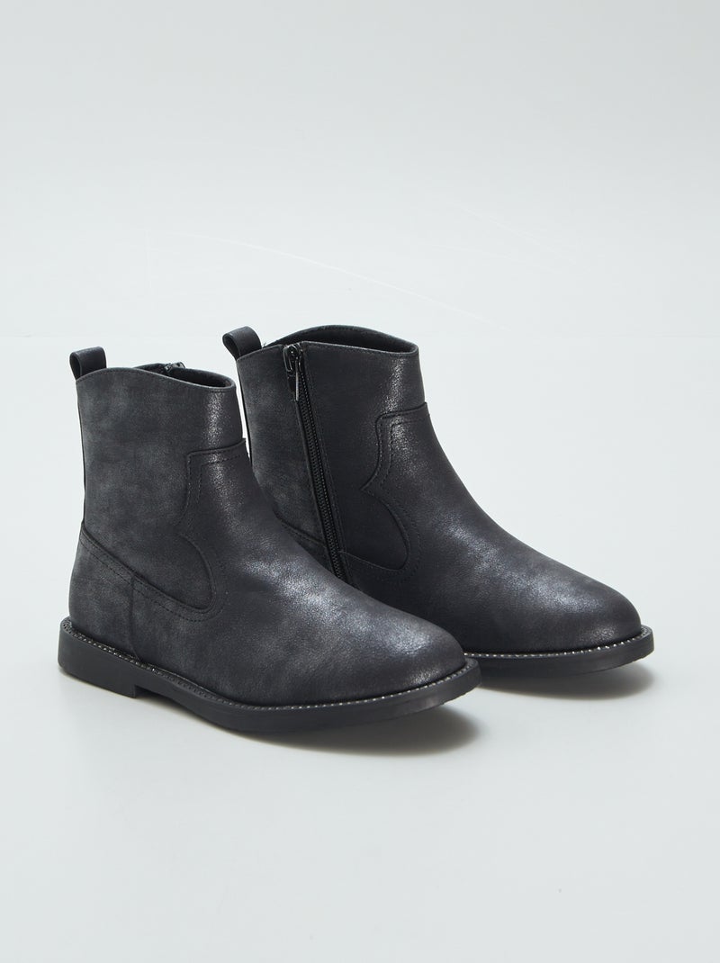 Boots pailletées noir - Kiabi