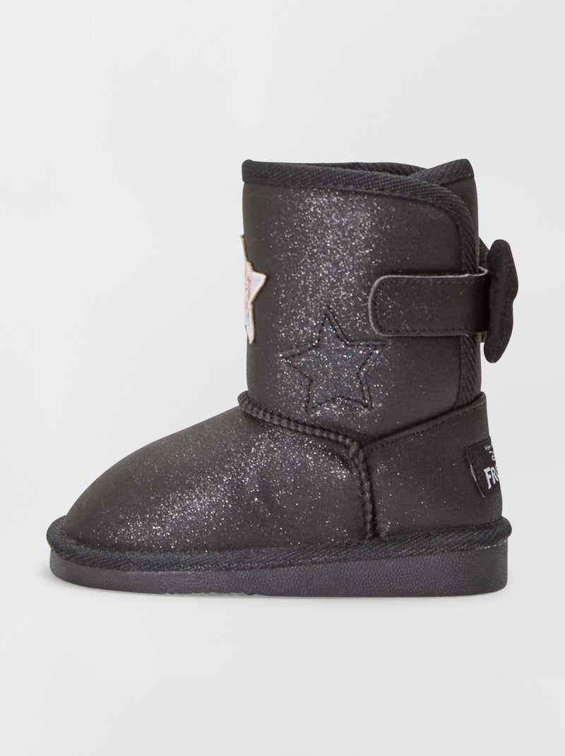 Boots pailletées 'Reine des Neiges' Noir - Kiabi