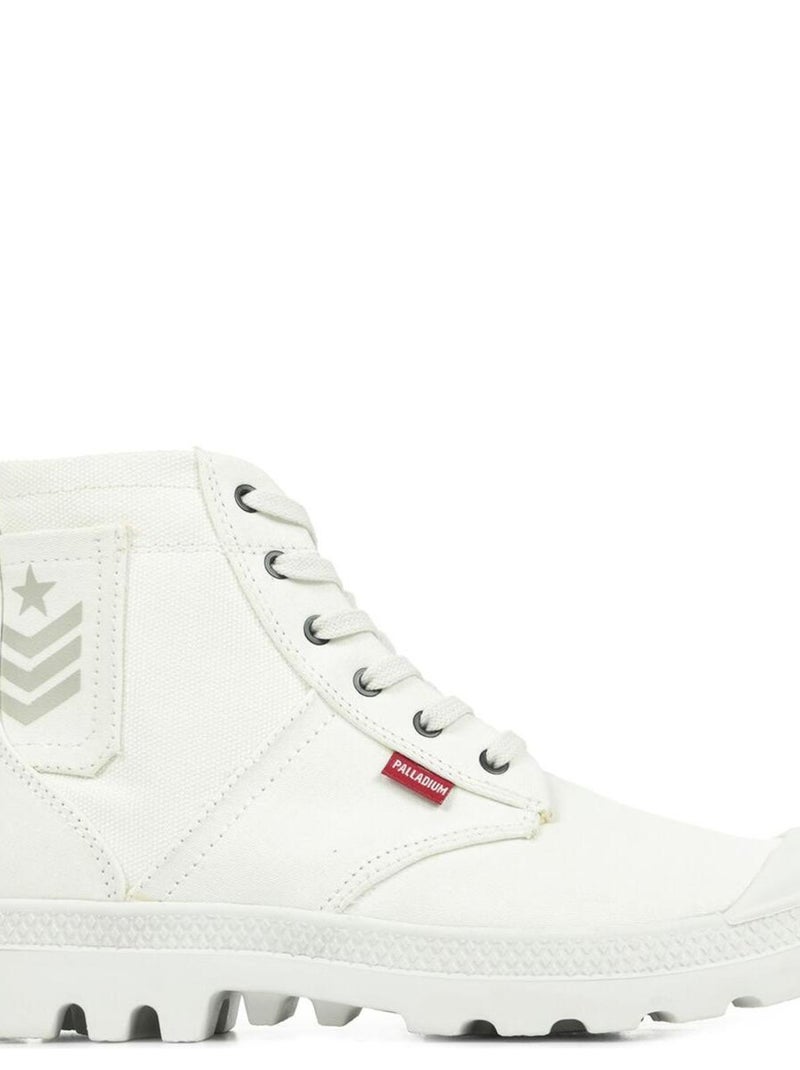 Boots Palladium Pampa Hi Army Blanc Rouge - Kiabi