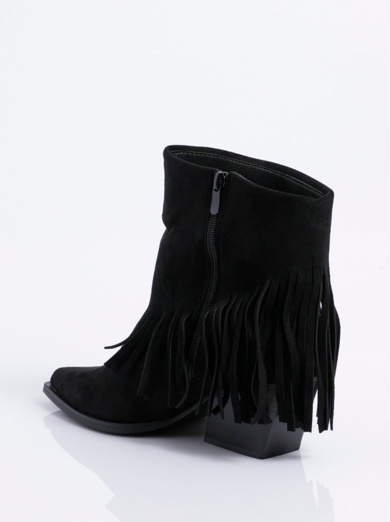 Boots pointues à franges thème western - AFIBEL Noir - Kiabi