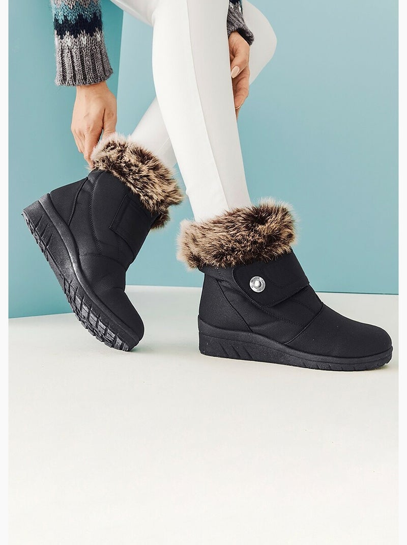 Boots scratchées chaudes largeur confort - Afibel Noir - Kiabi