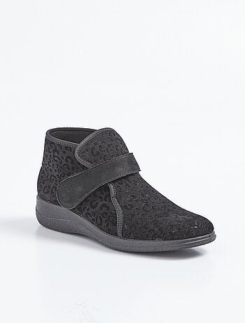 Boots scratchées largeur confort imprimé léopard ou uni