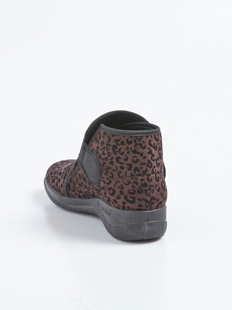 Boots scratchées léopard largeur confort - Afibel Marron - Kiabi