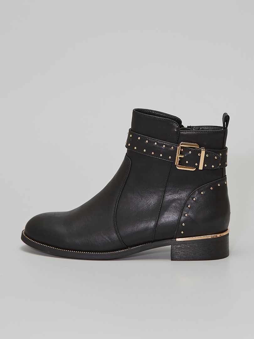 Boots style Chelsea à clous noir - Kiabi
