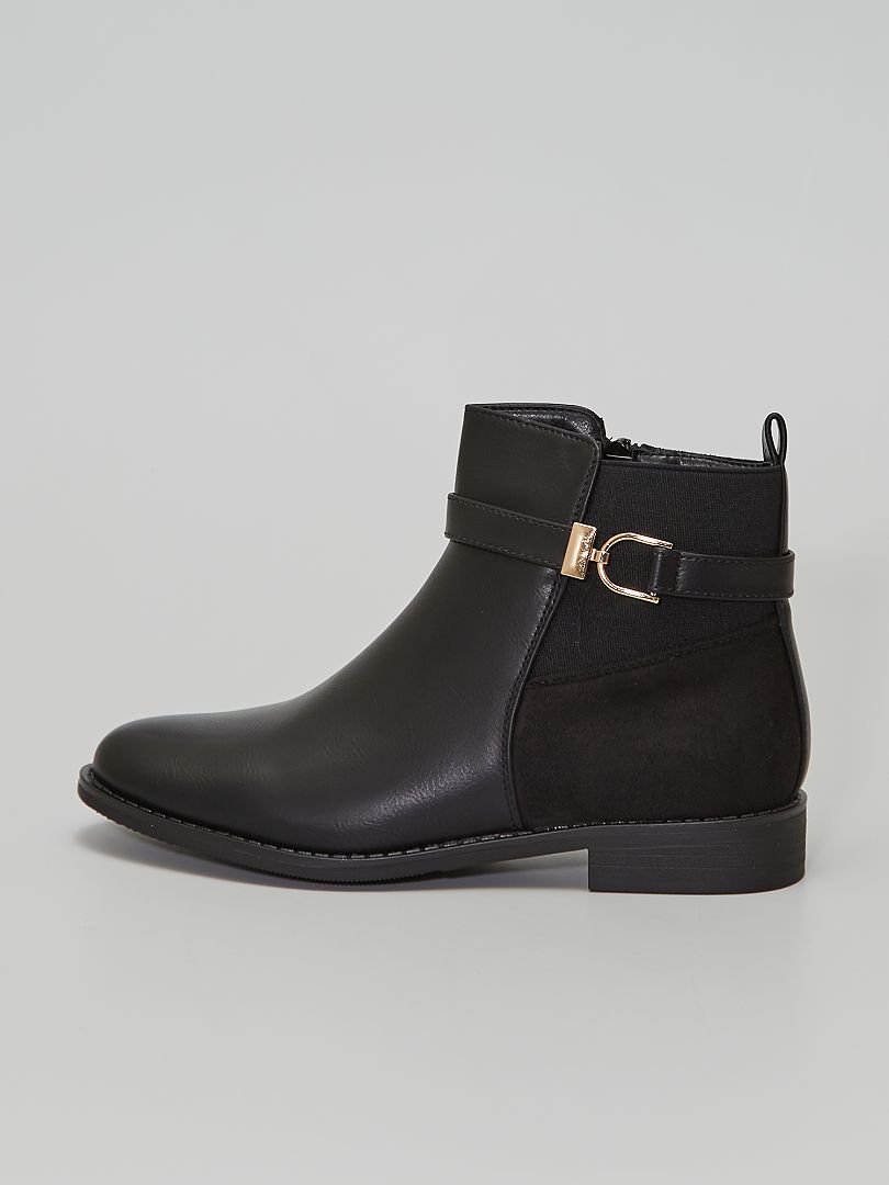 Boots style Chelsea bi-matières noir - Kiabi