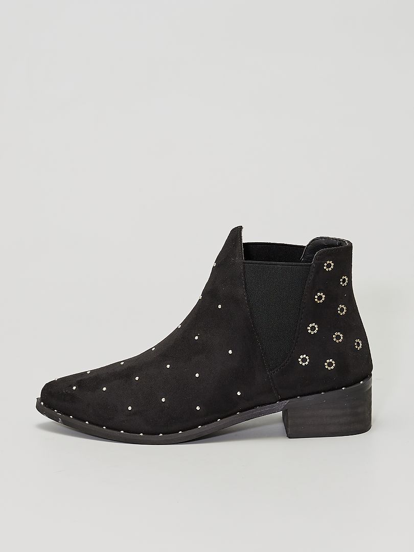 Boots style 'chelsea' cloutées noir - Kiabi