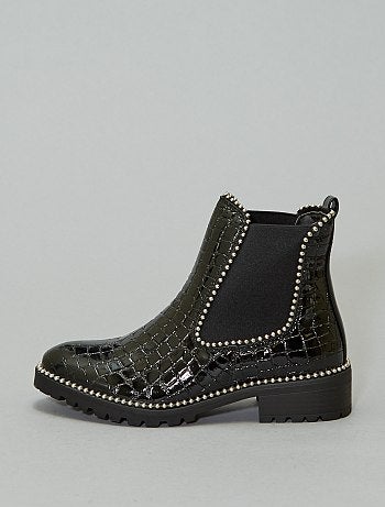Boots style 'Chelsea' effet croco verni