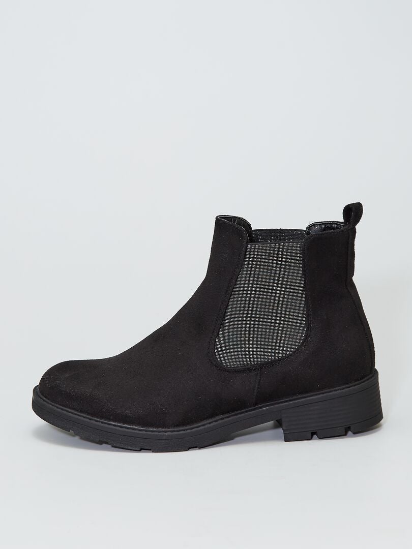 Boots style 'Chelsea' soufflets brillants noir - Kiabi