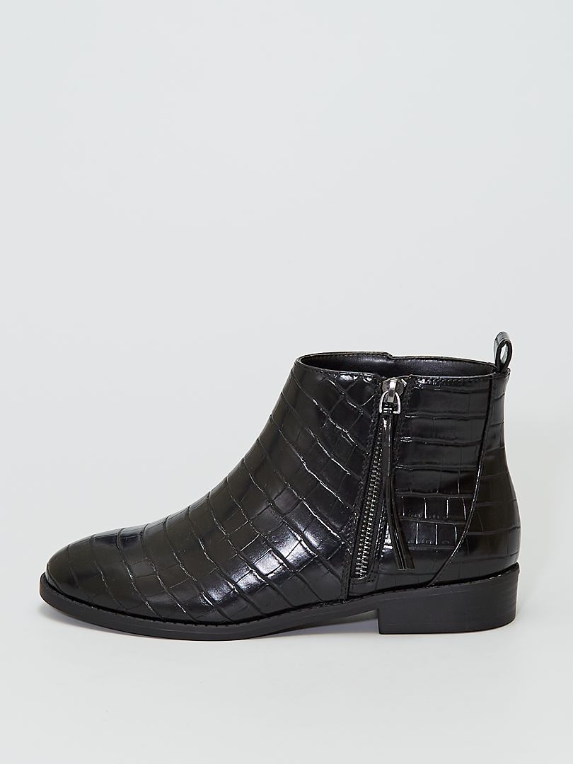 Boots style 'peau de crocodile' NOIR - Kiabi
