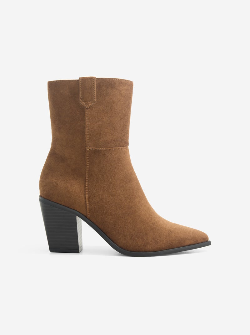 Boots style santiags à talon Marron - Kiabi