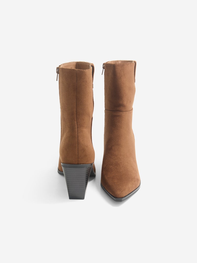 Boots style santiags à talon Marron - Kiabi
