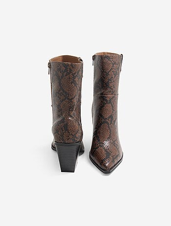 Boots style santiags imitation peau de serpent