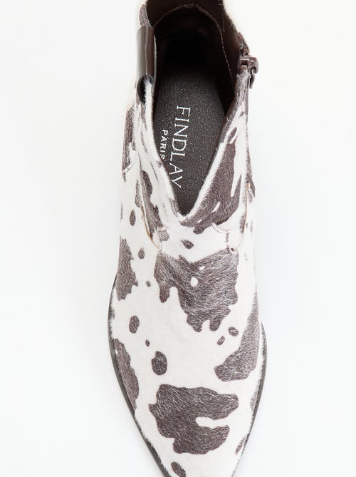 Boots style santiags imitation peau de vache - Kiabi