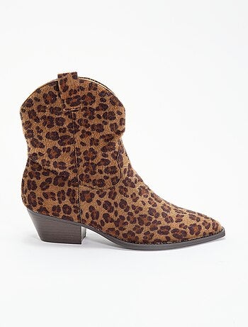 Boots style santiags imitation peau de vache