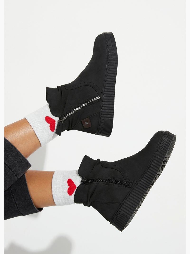Boots suédées avec semelle compensée - afibel Noir - Kiabi