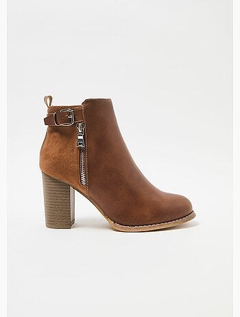 Boots talon haut bi matière boucle + zip - AFIBEL