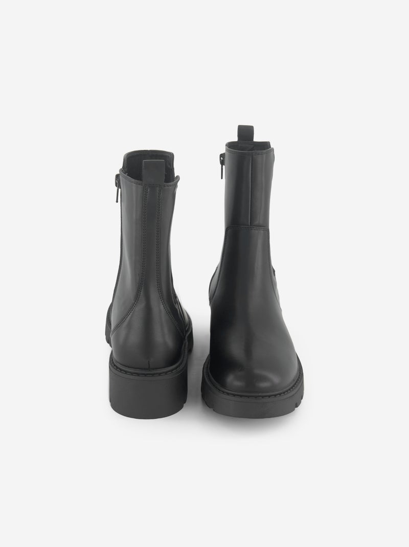 Boots talons plats Noir - Kiabi