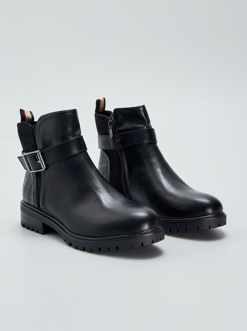 Boots type chelsea à boucle noir - Kiabi