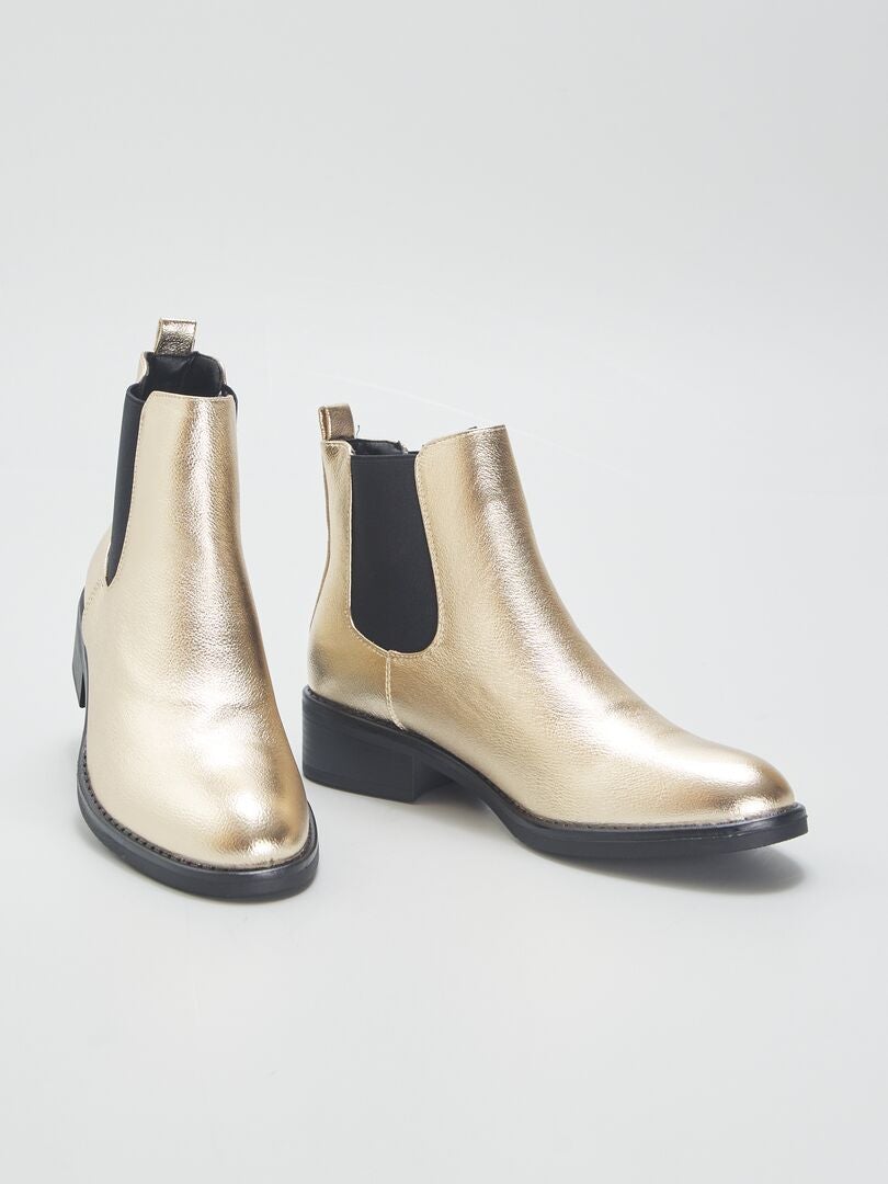 Boots type chelsea doré - Kiabi